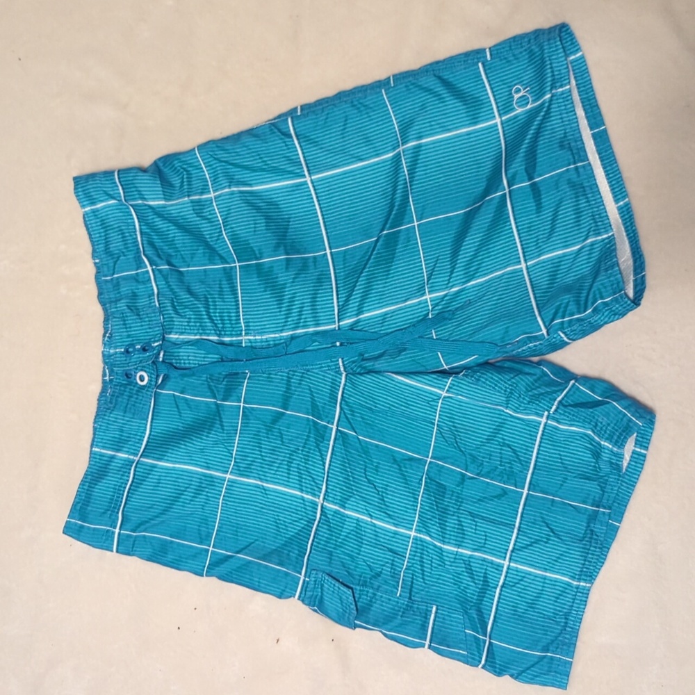OP. Men's Blue And White swim trunks size medium (32-34)